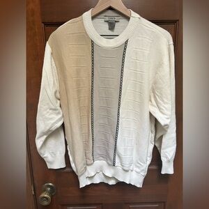 Tagio VTG 90s Colorblock Crewneck Sweater in Cream and Tan. Size XL